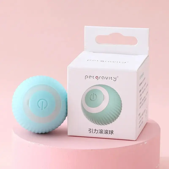Інтерактивна іграшка для котів і маленьких собак, смарт-м'ячик Petgravity з usb зарядкою блакитний