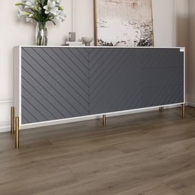 Комод з золотими металевими ніжками LION Амарант 168x40x76,5 см Бетон Style/Графітовий (LION-041939)