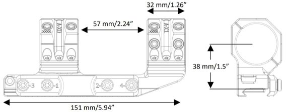 Моноблок Spuhr QDP-4616 з виносом 34 мм High 38 mm. 6 Mil/20.6 MOA | Зображення 5