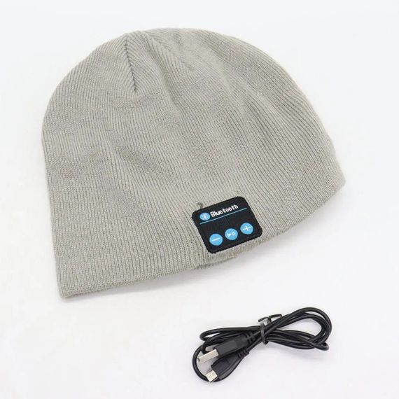 Портативна колонка шапки з bluetooth навушниками SPS Hat BT True. Колір: сірий HB-29 | Зображення 2