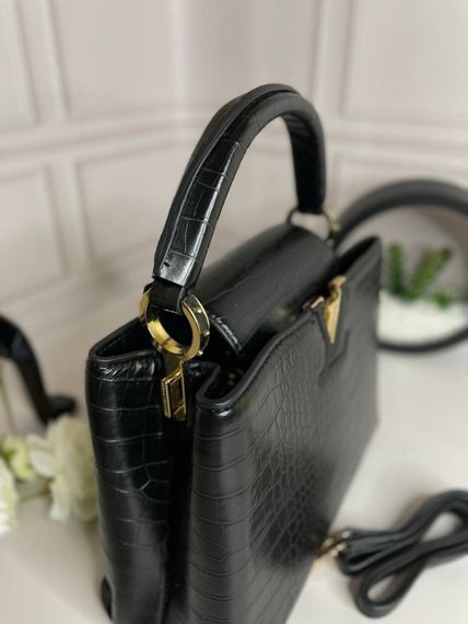 Сумка женская Louis Vuitton Capucines черная в стиле Croc wb002 | Зображення 1