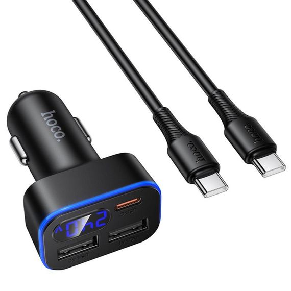 АЗП Hoco Z63A Barry PD42W+QC3.0 (2USB-A/1C) + кабель Type-C to Type-C Black | Зображення 5