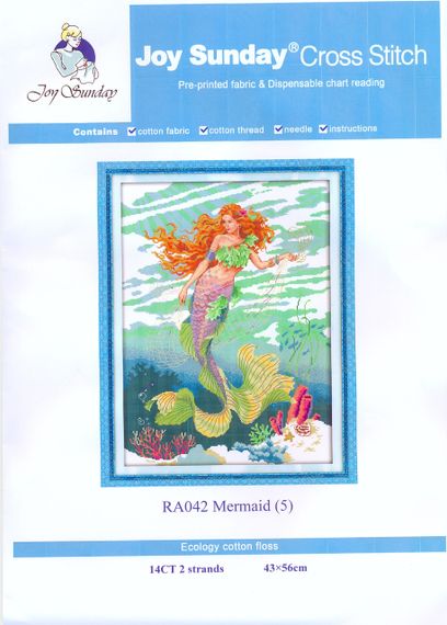 Набір для вишивання за нанесеною на канву схемою ""Mermaid (5)". AIDA 14CT printed 43*56 см | Зображення 1