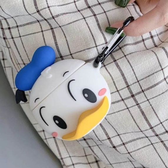 Силіконовий футляр Disney series для навушників AirPods 1/2 + карабін Дональд Дак/Бело-голубой | Зображення 4