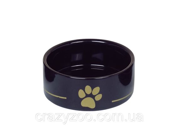 Миска для собак та котів Nobby Golden Paw керамічна чорна Ø 12.5x4.5 см 250 мл