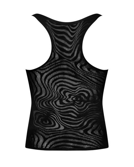 Мужская полупрозрачная майка-борцовка с узором Obsessive T103 tank top S/M/L, черная | Зображення 5