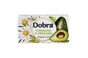 Мыло туалетное твёрдое косметическое 5*70г экопак ТМ Dobra Ромашка и авокадо