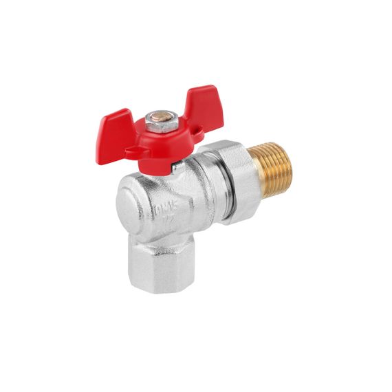 Кран-американка кульовий кутовий WaGa 1/2" PN40 метелик, нікельований | Зображення 2