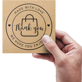 Этикетка самоклеящаяся крафт "Thank You 04" 100x100 мм, 100 шт, Viskom