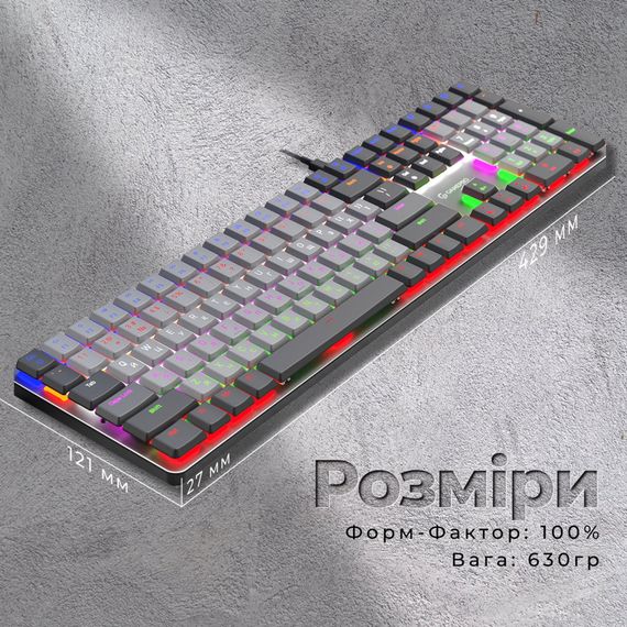 Клавіатура GamePro MK145R Red Swich Low Profile USB Dark Gray (MK145R) | Зображення 8