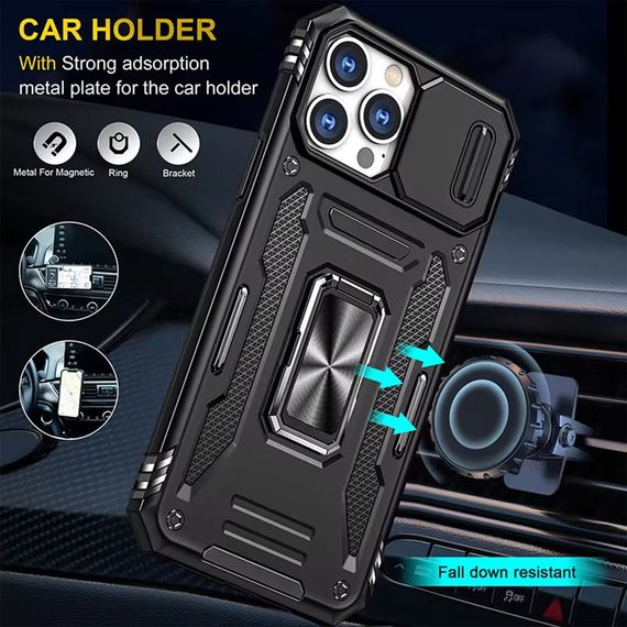 Ударопрочный чехол Camshield Army Ring для Apple iPhone 13 Pro (6.1") Черный / Black | Зображення 2