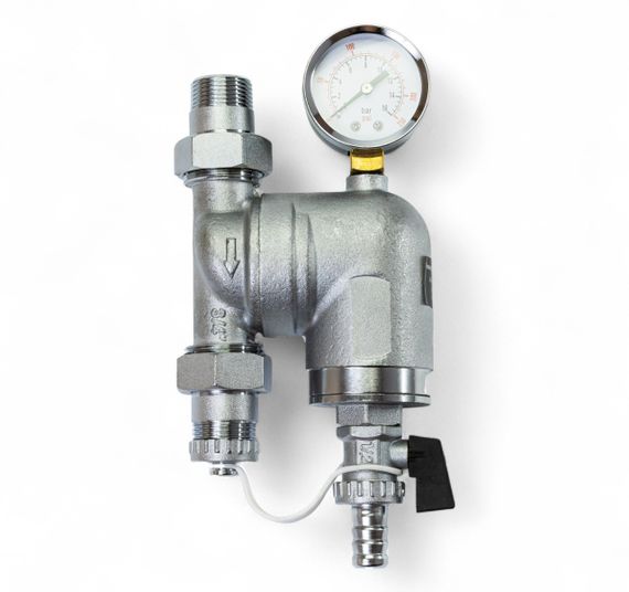 366022 Фильтр поворотный самопромывной с манометром 3/4", латунь, Tervix Pro Line WD