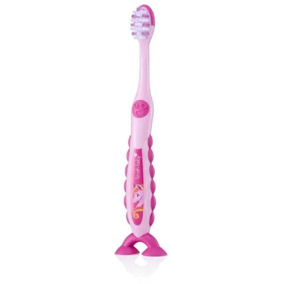 Дитяча зубна щітка на ніжці-липучці Brush-Baby FlossBrush Єдиноріг (3-6 років), подвійна упаковка | Зображення 1