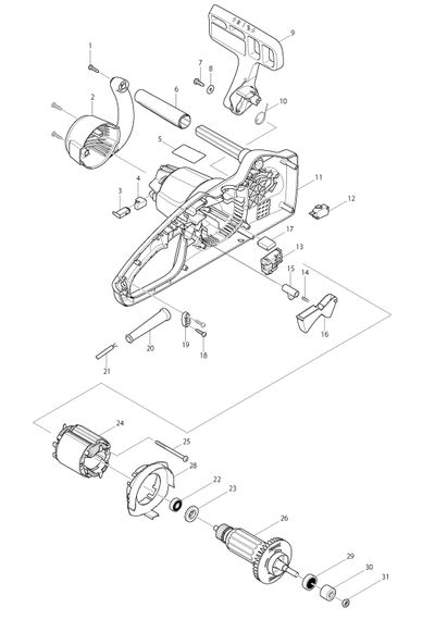 Корпус електропили (2 половинки) Makita UC3041A, UC3541A, UC4041A (187869-0) | Зображення 5