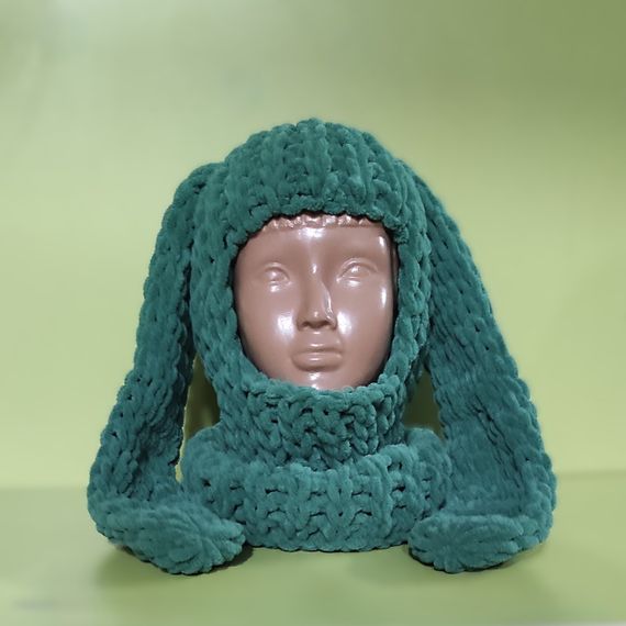 Балаклава колір 532 плюшева з вушками зайчика | Зображення 1