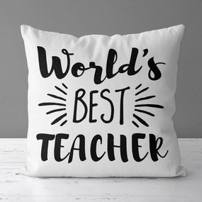 Подушка габардинова з принтом World's best teacher 40x40 (4P_TCH015)