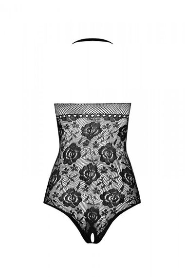 Бодистокинг с имитацией корсетной шнуровки Passion BS094 One Size, black, цветочный узор, с доступом | Зображення 3
