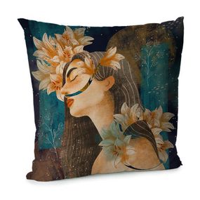 Подушка диванная с бархата Floral woman 45x45 см (45BP_21M011)