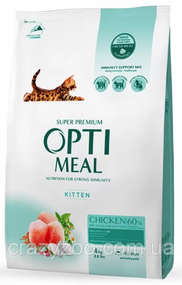 Сухий корм для кошенят OptiMeal Kitten з куркою 4 кг B1840901