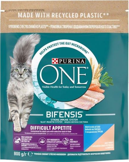 Сухой корм Purina One Difficult Appetite для привередливых котов с треской и форелью 5шт*800 г