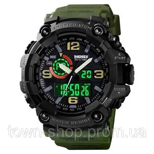 Часы наручные мужские SKMEI 1520AG ARMY GREEN, военные мужские наручные часы зеленые. Цвет: зеленый | Зображення 1