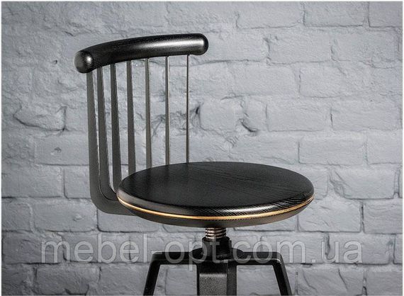 Стул полубарный Gazelle Black Back Loft черный со спинкой, с винтовой регулировкой высоты, в стиле лофт | Зображення 1