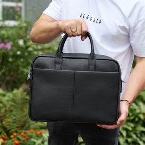 Чоловічий портфель на плече 38х28х8.5, офісний шкіряний месенджер, чоловіча ділова сумка для міста, чорна