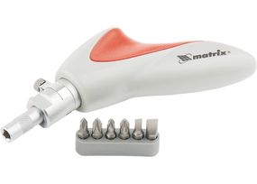 Викрутка реверсивна пістолетного типу, силовий елемент під ключ, набір біт, CrV, 6 шт, 115509