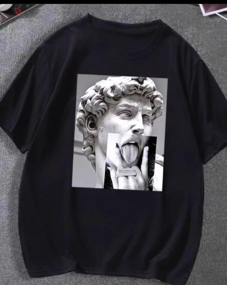 Футболка мужская с принтом повседневная L Черная