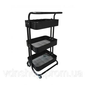 Стелаж етажерка з полицями на колесах ZM-1670 чорний
