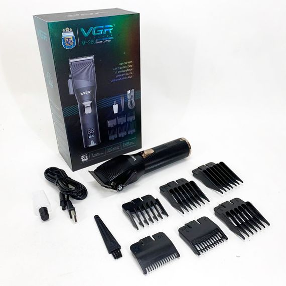 Акумуляторна машинка для стрижки волосся VGR V-280 з дисплеєм та насадками якісна. Колір: чорний | Зображення 9