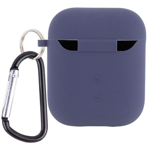 Силиконовый футляр с микрофиброй для наушников Airpods 1/2 Темно-синий / Midnight blue | Зображення 1