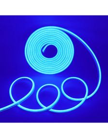 Неонова гнучка стрічка LED Neon Flex 0740 силіконова герметична 12V-220V, 5 м Синій
