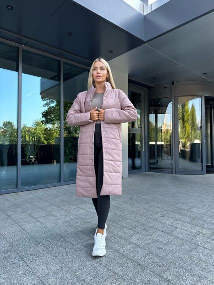 Женская демисезонная стильная удлиненная куртка-пальто стеганая PA2041 цвет мокко, размер 50/52 | Зображення 3