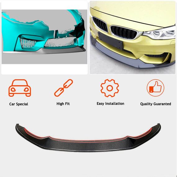Накладка на передній бампер Lip V7 (для F82/F83, Карбон) для BMW 4 серія F-32 2012-2020 рр | Зображення 1