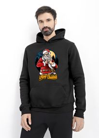 Худі чоловіче чорне з принтом "Щасливого Різдва", 3XL