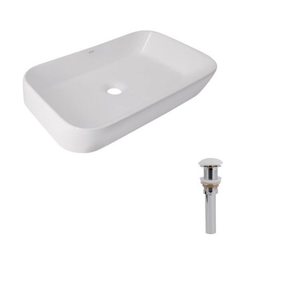 Комплект Qtap Scorpio: Раковина накладна 550x390x120 мм, White, прямокутна + Донний клапан Pop-up PU02