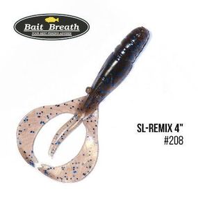 Силиконовая приманка, Съедобный силикон Bait Breath SL-Remix 4" (7шт.) (208  DARK BROWN / BLUE)