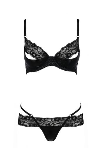 Комплект білизни з латексу Passion NORTH SET з мереживним оздобленням, чорний, S/M Sex Aura | Зображення 3