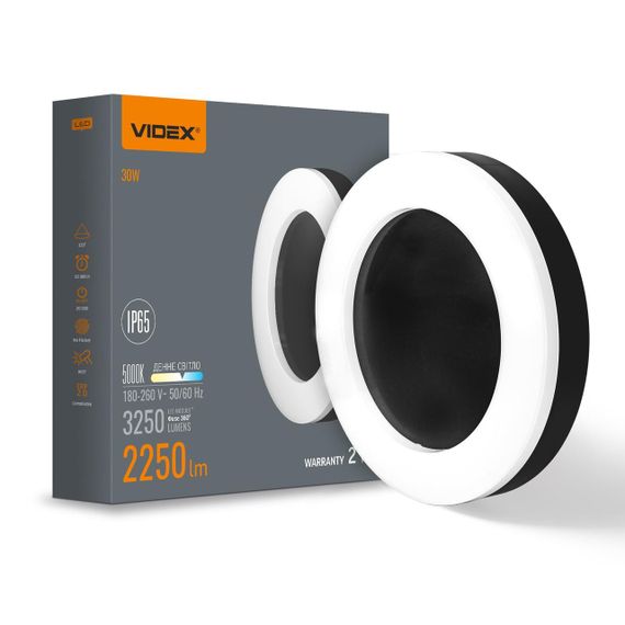 Світлодіодний світильник ART IP65 круглий VIDEX 30W 5000K Black