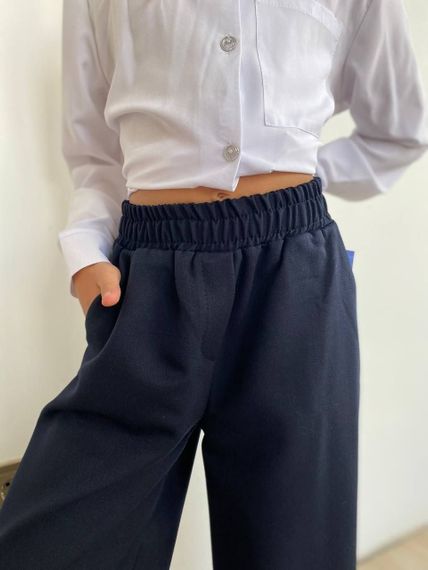 Детские брюки палаццо для девочки школьные штаны цвет черный размер 146, SBR129 | Зображення 3