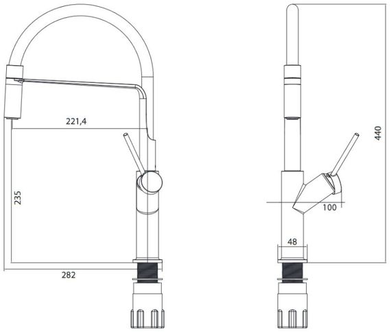 Смеситель для кухни Omnires Vita black/chrome (VI6350BLCR) | Зображення 1