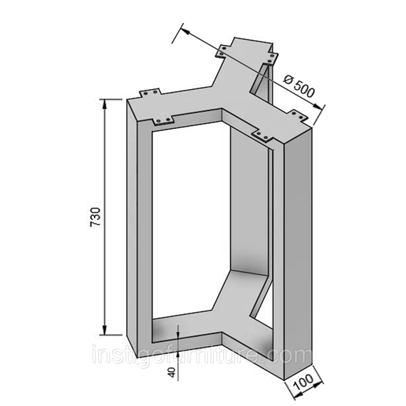 Підстілля каркас для столу з металу Ø=500mm, H=730mm Сірий | Зображення 2