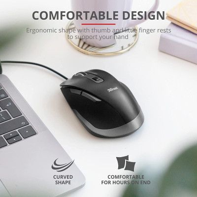 Мышка Trust Fyda Comfortable ECO USB Black-GREY (24728) | Зображення 1