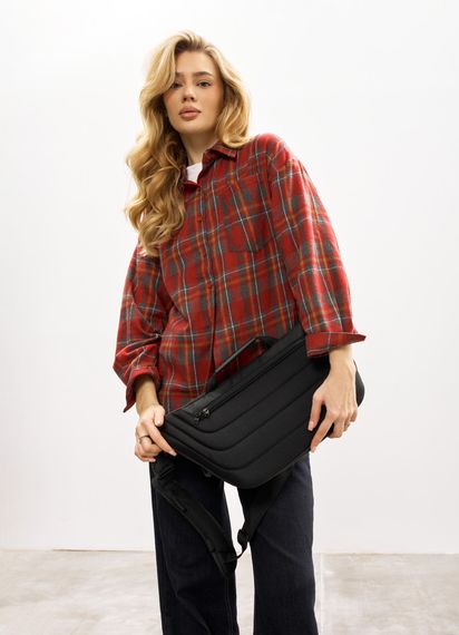 Женская сумка-бананка под ноутбук Sambag Urban Laptop черная 46×26 см (51411064) | Зображення 5