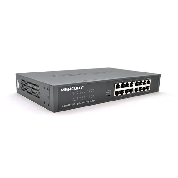 Комутатор POE Mercury SG116PS 14 портів POE 100Мбит + 2 порт Ethernet (UP-Link) 100 Мбіт, БП вбудований, кріплення в стійку, BOX (294 * 180 * 44)