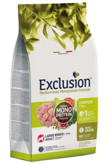 Повнораціонний сухий корм Exclusion Adult Chicken Large Breed з куркою для дорослих собак великих порід 12 кг