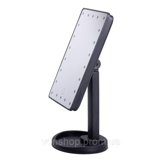 Настільне дзеркало з підсвічуванням 22 LED для макіяжу 21х16 см прямокутне на ніжці USB Чорне HP-10-4AB