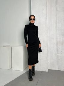 Женское облегающее платье-гольф миди NB24002 черное, размер 46/48