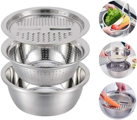 Багатофункціональний кухонний набір з нержавіючої сталі 3 в 1 Metal Basket Cutter